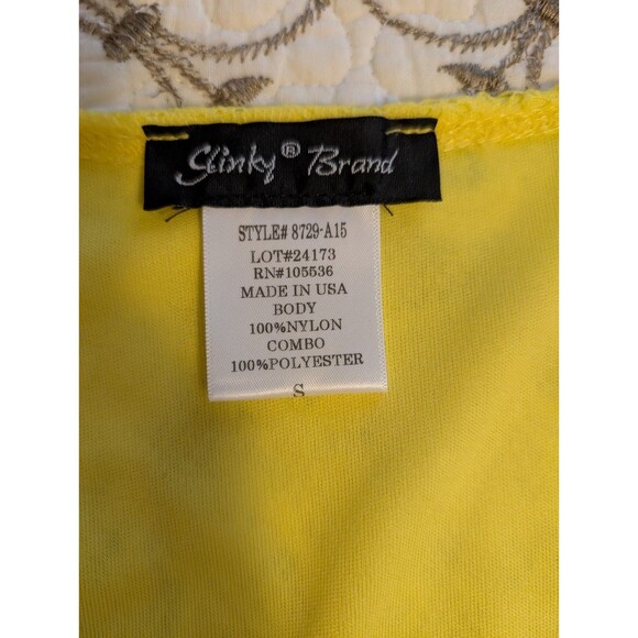 Slinky Brand Knee Length Fit And Flair Short Sleeve Yellow Lace Dress Size S - Picture 2 of 9
